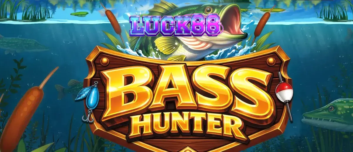 Interface do slot Bass Hunter com cenário de lago nórdico